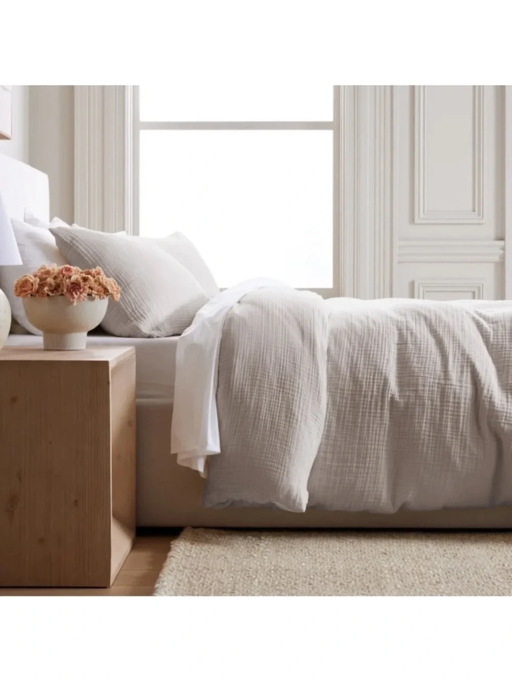 NWT QUINCE Organic Cotton Gauze Duvet Cover King/Cal King Light Grey 8547